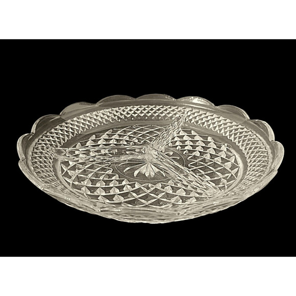 Hazel-Atlas Other - Anchor Hocking Wexford Clear Glass Divided 3 Section Relish Dish 8 1/2"